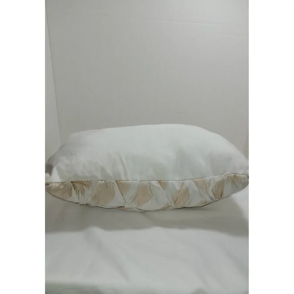 White Gold Brushed Throw Pillow Diamond Pattern Luxury Decorative Rectangle